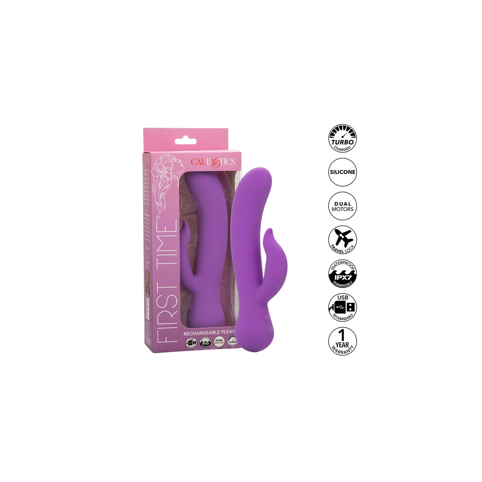 First Time Vibrador Complaciente Recargable Morado