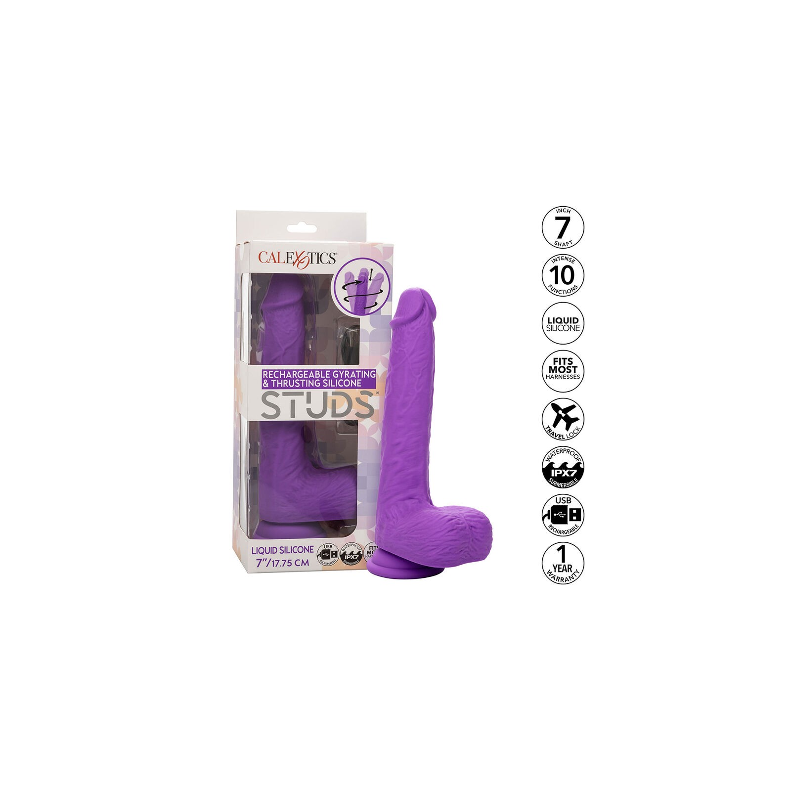 Rechargeable Gyrating & Thrusting Silicone Studs