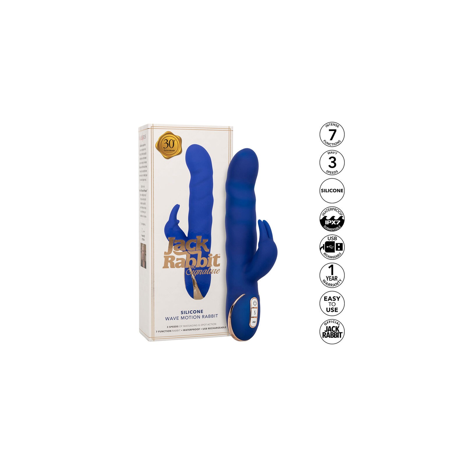 Jack Vibrador Rabbit Movimiento De Ondas Azul