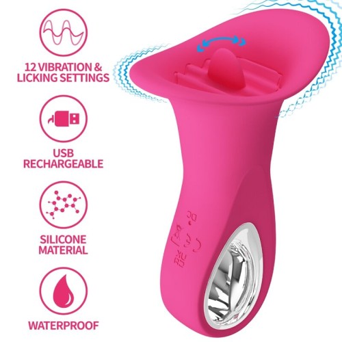 Pretty Love - Clyde Vibrador Oral Lengua Vibradora 12 Vibraciones Rosa - Herramienta de Placer Oral Definitiva