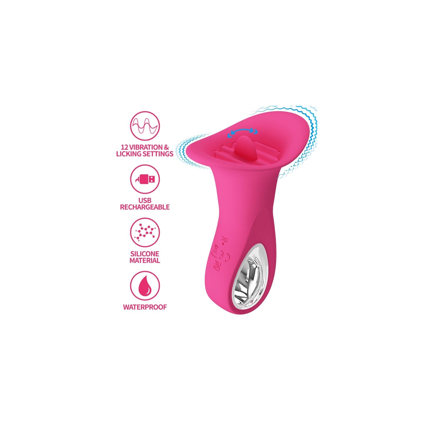 Pretty Love - Clyde Vibrador Oral Lengua Vibradora 12 Vibraciones Rosa - Herramienta de Placer Oral Definitiva