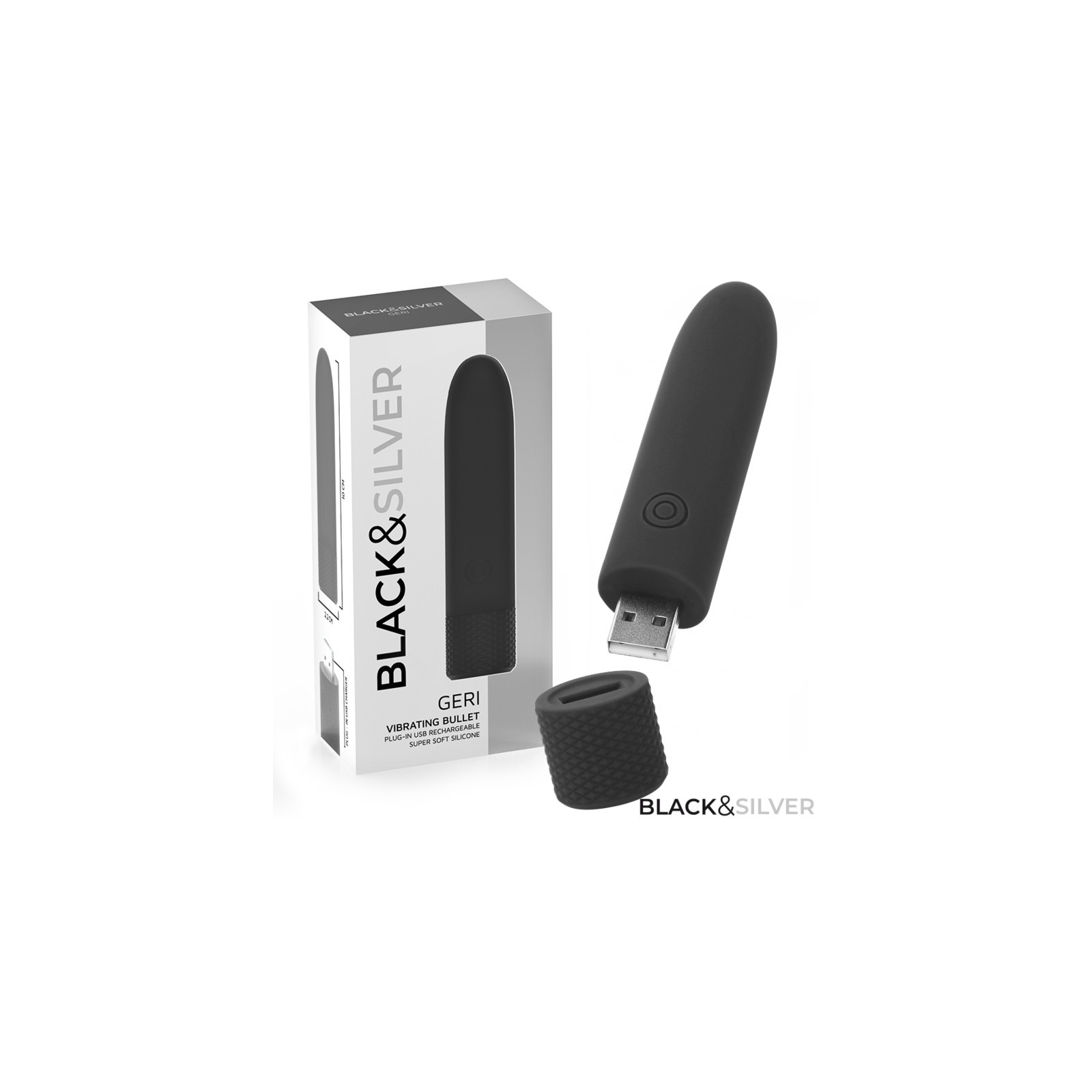 Bala Vibradora Recargable Geri - Black & Silver