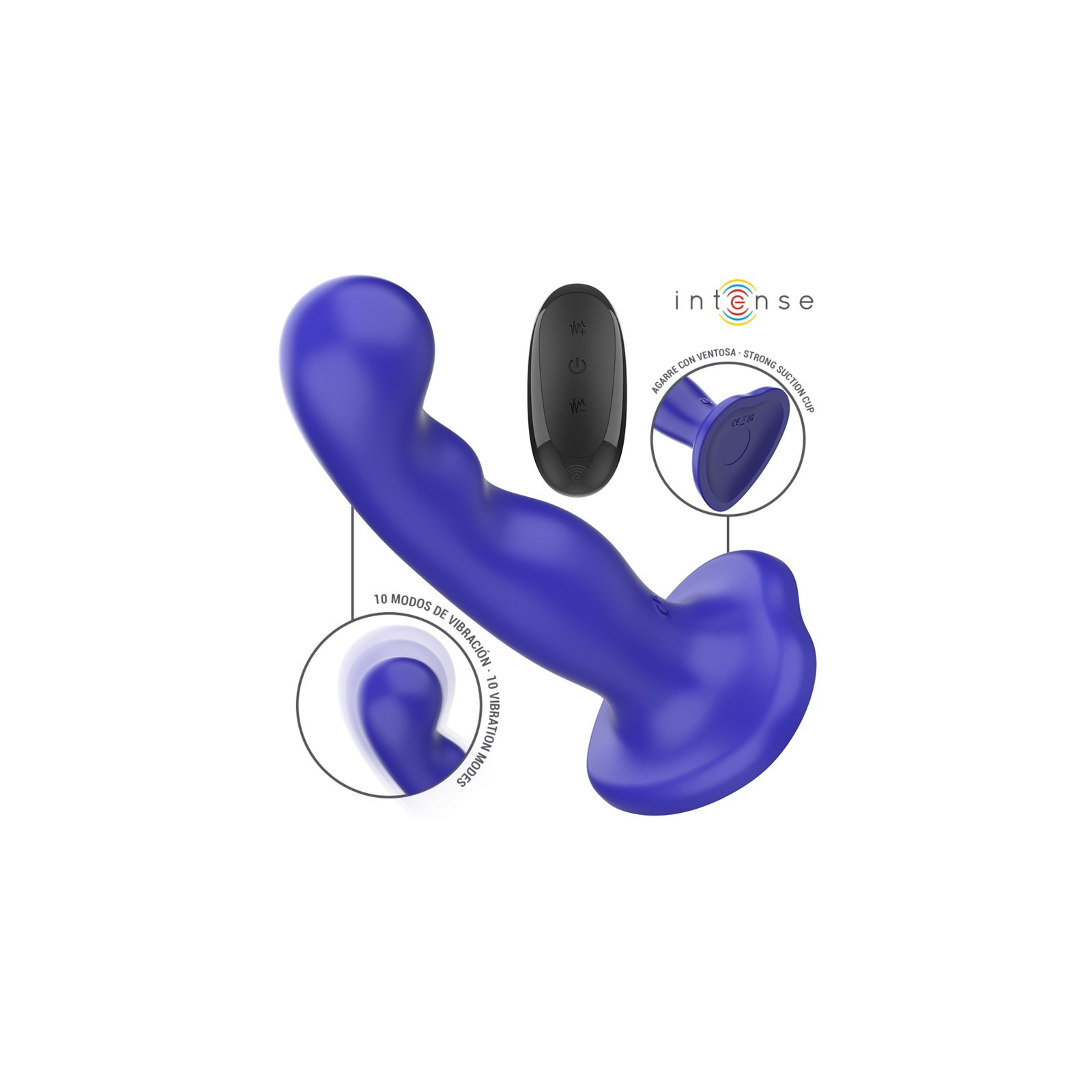 Intense Shorty Vibrador Con Ventosa Azul Control Remoto