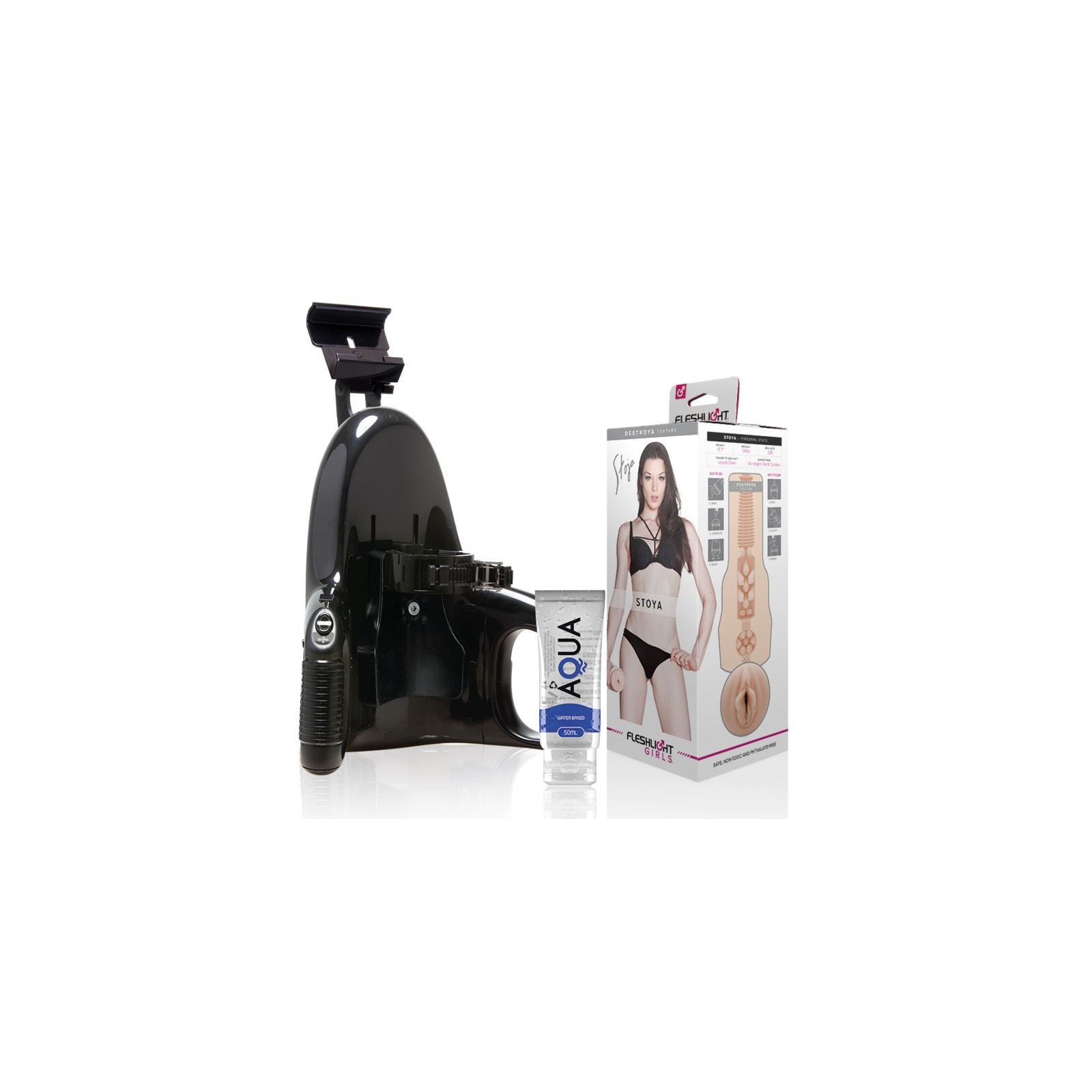 Fleshlight Vagina Stoya Destroya + Universal Launch + Lubricante Aqua