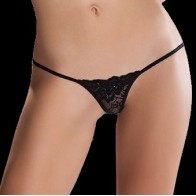 Passion Micro Tanga Negro Talla Única Con Encaje