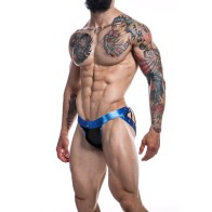 Cut4men Blue Leather Jockstrap for Active Men