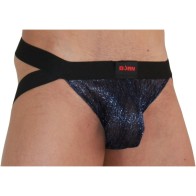 007 Shiny Blue Black Jockstrap