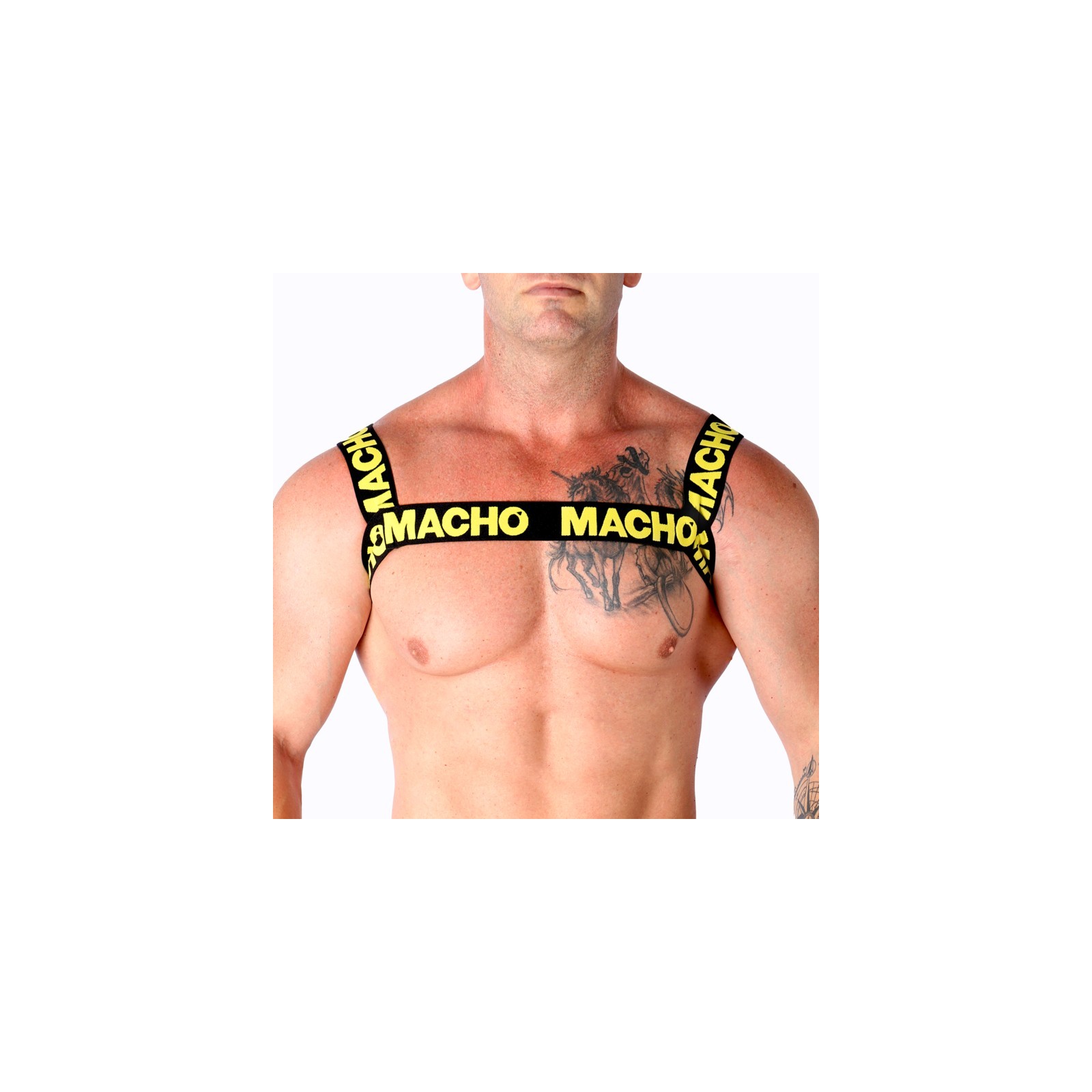 Macho Arnés Doble Amarillo Ajustable