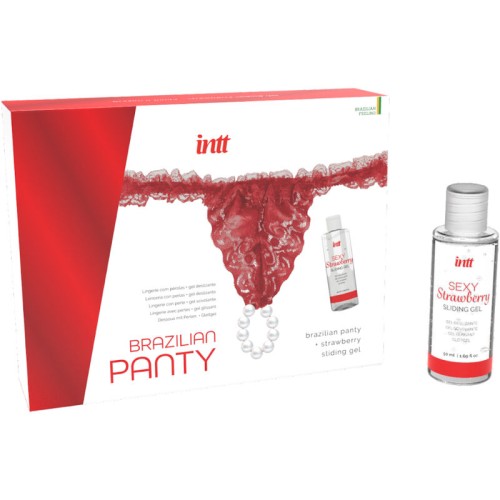 Red Brazilian Panty with Pearls - Satisfy Your Desires