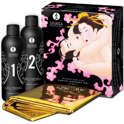 Shunga Body to Body Massage Gel Strawberries Champagne