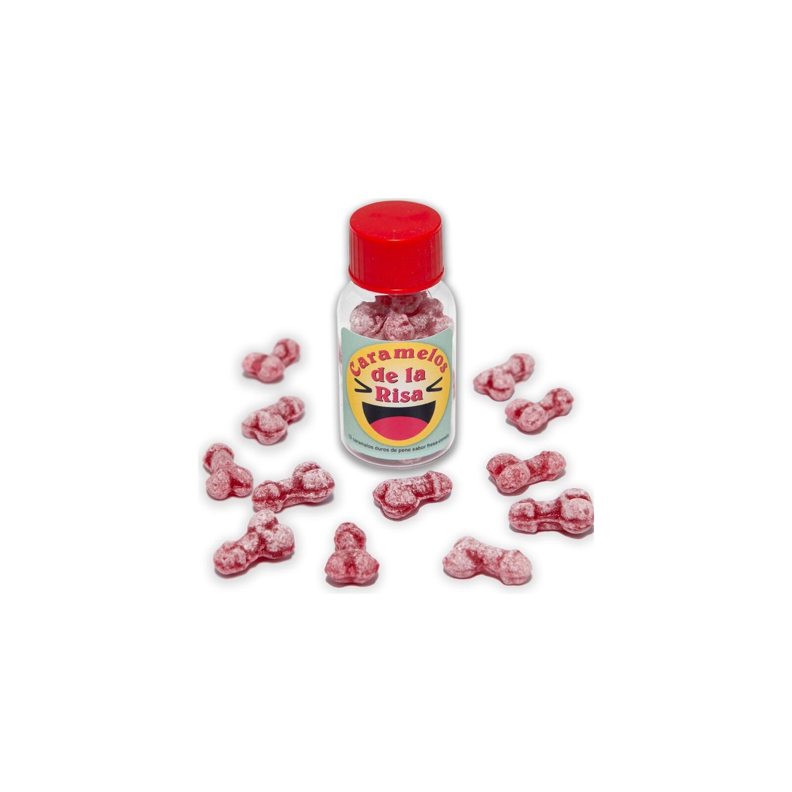 12 Strawberry/Cerise Laughter Candies in Penis Shape