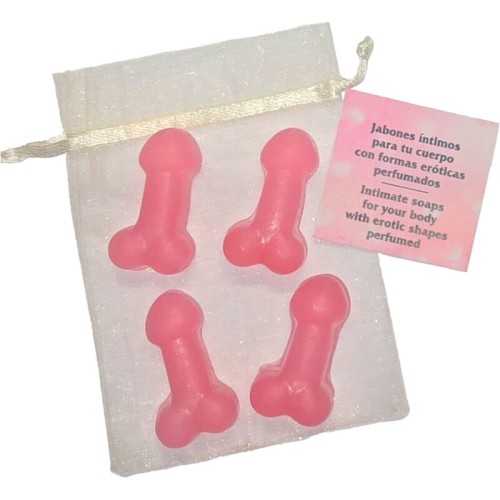 4 Mini Jabones Perfumados Forma Pene Rosa