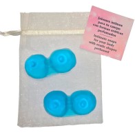 2 Mini Soaps Breast Shape Blue