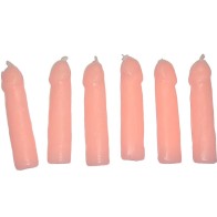 Set of 6 Flesh-Colored Penis Shaped Candles - Party Fun