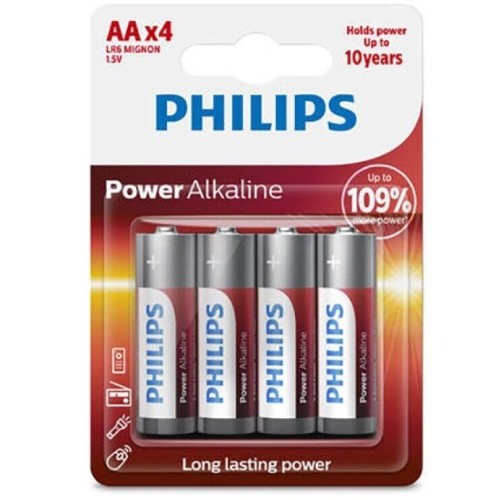 Philips AA Power Alkaline Battery Pack - 4 Count