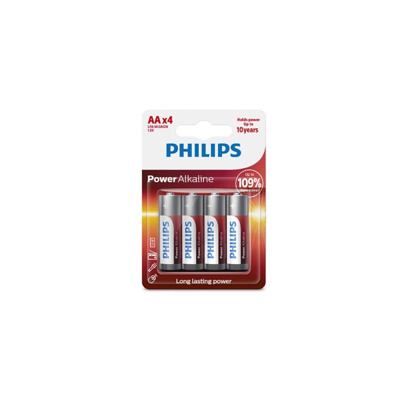 Philips AA Power Alkaline Battery Pack - 4 Count