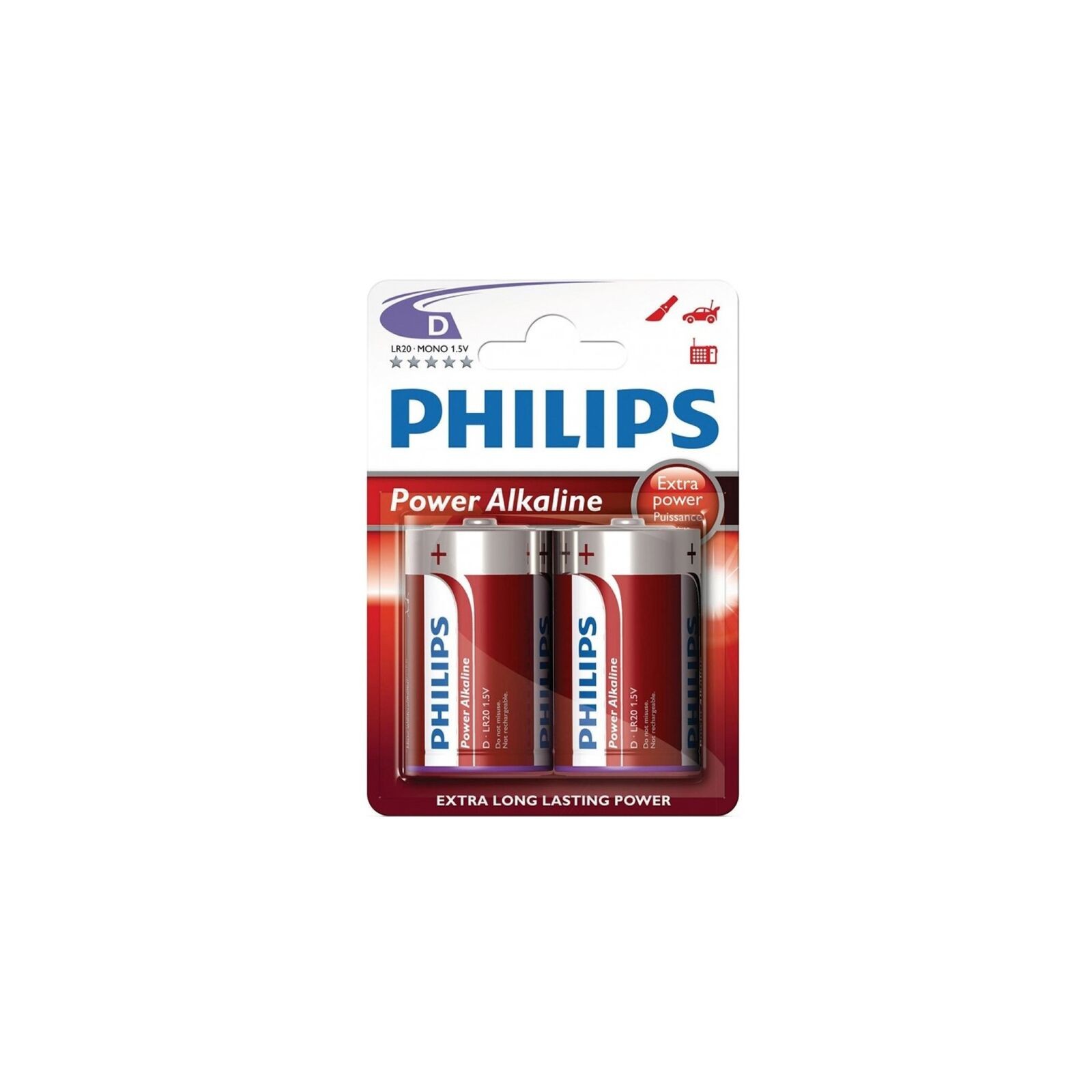 Philips - Pila D Alcalina Power Paquete de 2