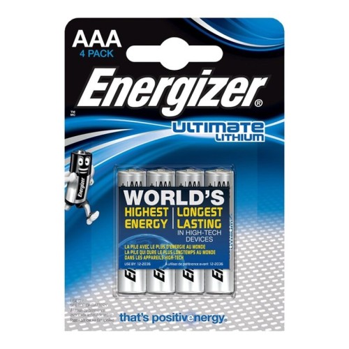 Ultimate Lithium Battery AAA 1.5V Blister Pack of 4