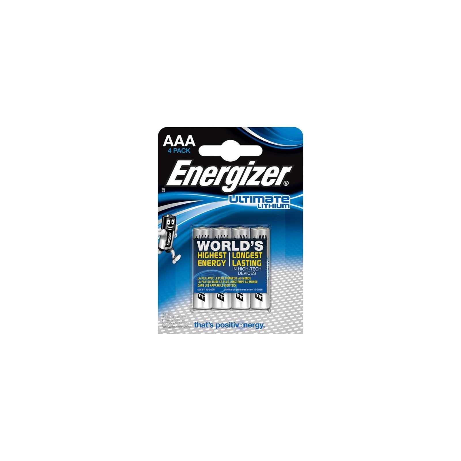 Ultimate Lithium Battery AAA 1.5V Blister Pack of 4