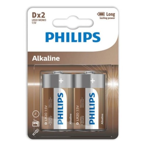 Philips Alkaline D Battery LR20 Blister Pack