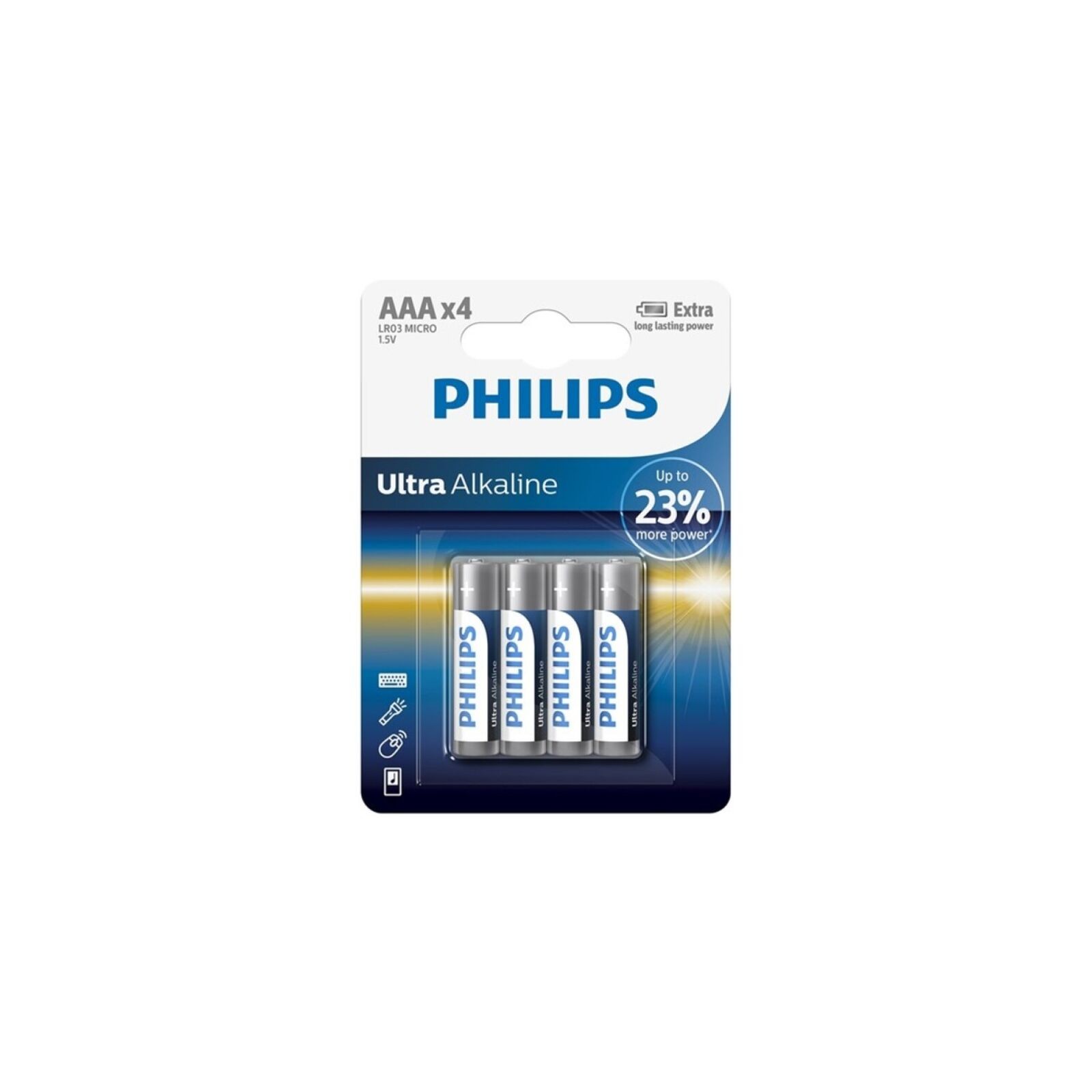 Philips Ultra Alkaline AAA Batteries Blister 4 Pack - Reliable Power