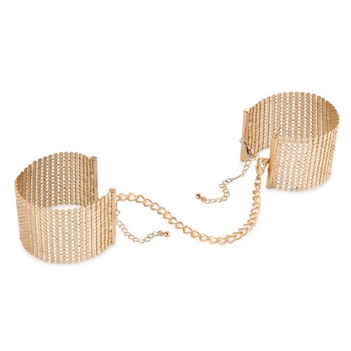 Bijoux - Metallic Desire Gold Mesh Handcuffs - Eye-Catching Accessory