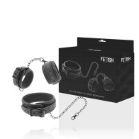 Fetish Submissive Vegan Leather Collar and Cuffs - BDSM Play Essentials