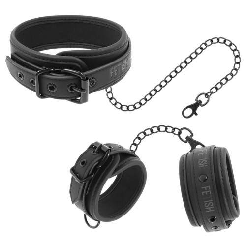 Fetish Submissive Vegan Leather Collar and Cuffs - BDSM Play Essentials