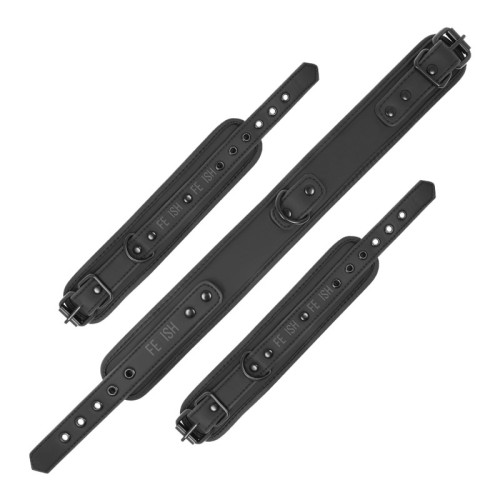 Fetish Submissive Vegan Leather Collar and Cuffs - BDSM Play Essentials