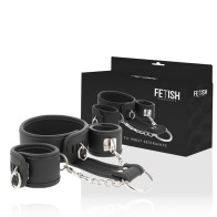 Fetish Submissive Set de Collar y Esposas de Cuero Vegano