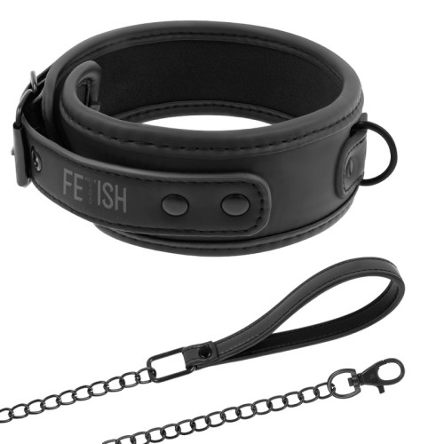 Fetish Submissive Collar with Chain and Neoprene Lining