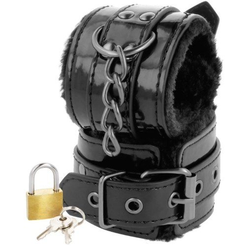 Darkness - Adjustable Leather Handcuffs Black with Padlock