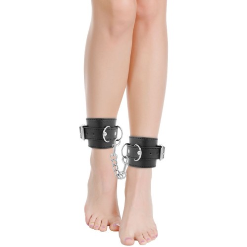 Darkness - Adjustable Leather Ankle Cuffs Black