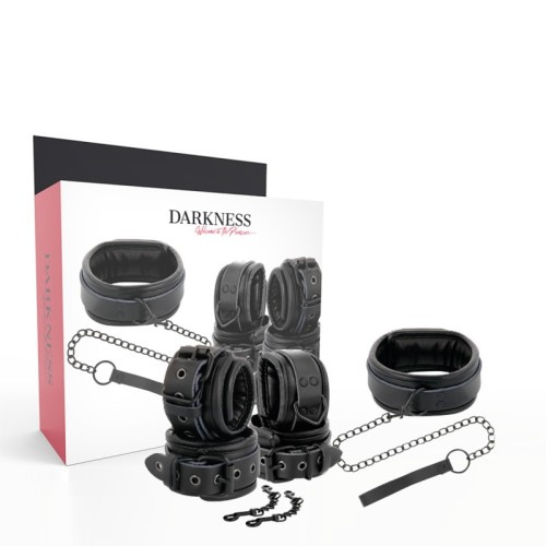 Leather Handcuffs and Collar Set