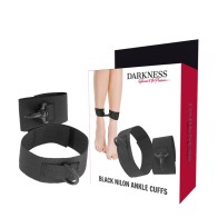 Esposas para Tobillos Negras de Nylon Darkness para BDSM