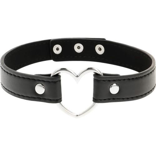 Coquette Chic Desire Vegan Leather Heart Collar - Women’s Fashion