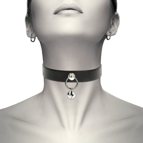 Collar de Cuero Vegano Coquette Chic Desire con Cascabeles y Aros