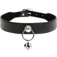 Coquette Chic Desire Vegan Leather Collar with Rings and Bells