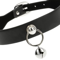 Coquette Chic Desire Vegan Leather Collar with Rings and Bells