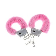 Pink Fur-Covered Metal Handcuffs