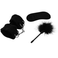 INTENSE FETISH Set with Handcuffs, Mask, and Feather Duster