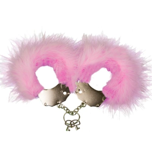 Pink Metal Handcuffs with Feathers