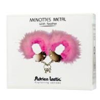 Pink Metal Handcuffs with Feathers