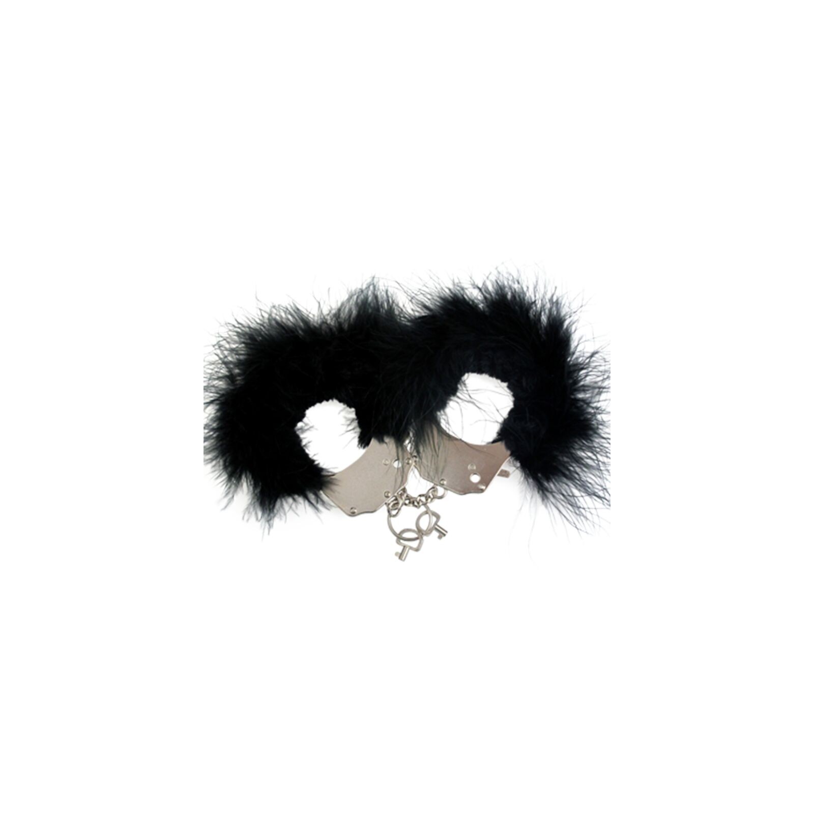 Black Metal Handcuffs with Feathers