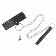 Kink Adjustable Collar with Leash Silver Studs Control