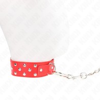 Kink Adjustable Red Collar with Leash for BDSM