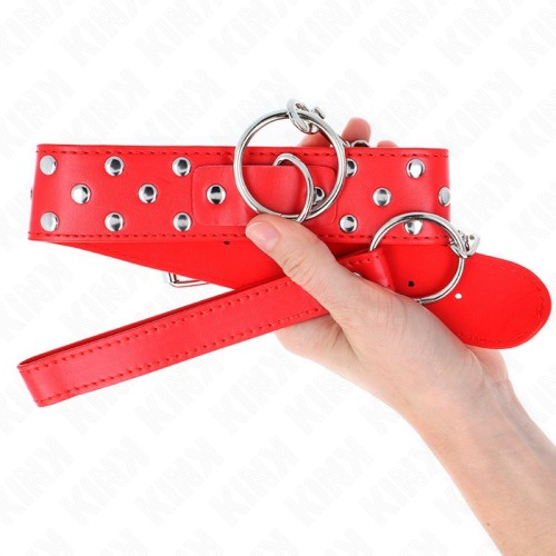 Kink Adjustable Red Collar with Leash for BDSM