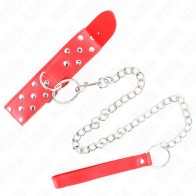 Kink Adjustable Red Collar with Leash for BDSM