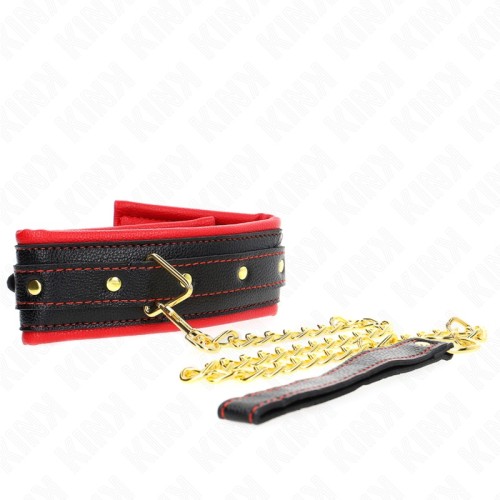 Kink - Faux Leather Spike Collar with Leash Model 2 Adjustable 37-54 cm