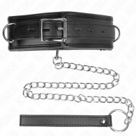 Kink Adjustable Black Leather Collar with Leash - Stylish BDSM Gear